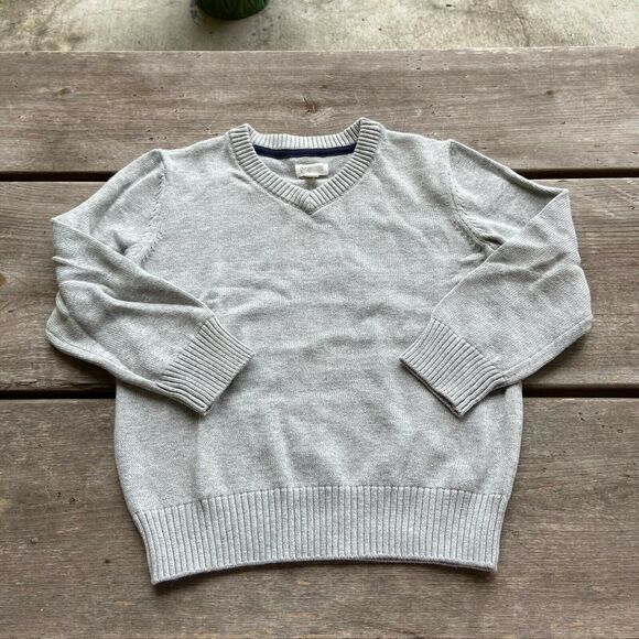Gymboree Boys Sweater Size XS 4 Essentials Gray V-Neck Long Sleeve Solid NEW - Picture 3 of 8